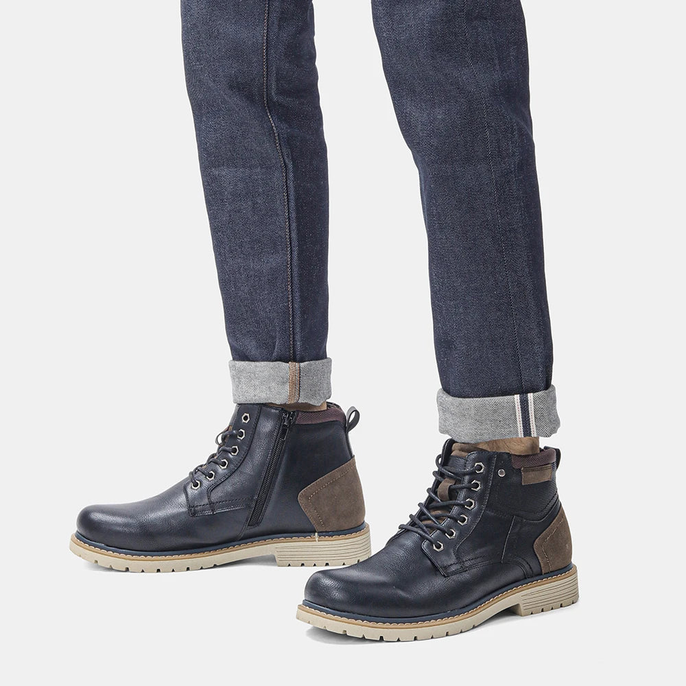 Men Winter Boots WOOTTEN Brand Retro Boots for Men Size 40-46 Handmade Rubber Ankle Boots Men Shoes #DM5252C1