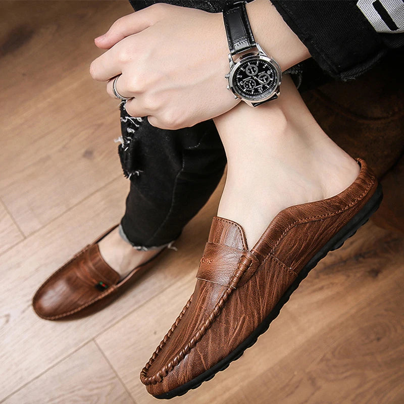 Luxurious Leather Loafers: Stylish Indoor Slippers for Men