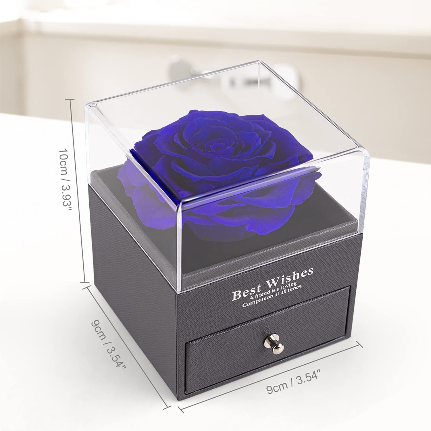 Preserved Real Rose with Necklace. Eternal Rose for Mom Wife Girlfriend Sister Ideas for Women on Mothers Day Birthday Anniversary Christmas Valentines Day (Royal Blue)