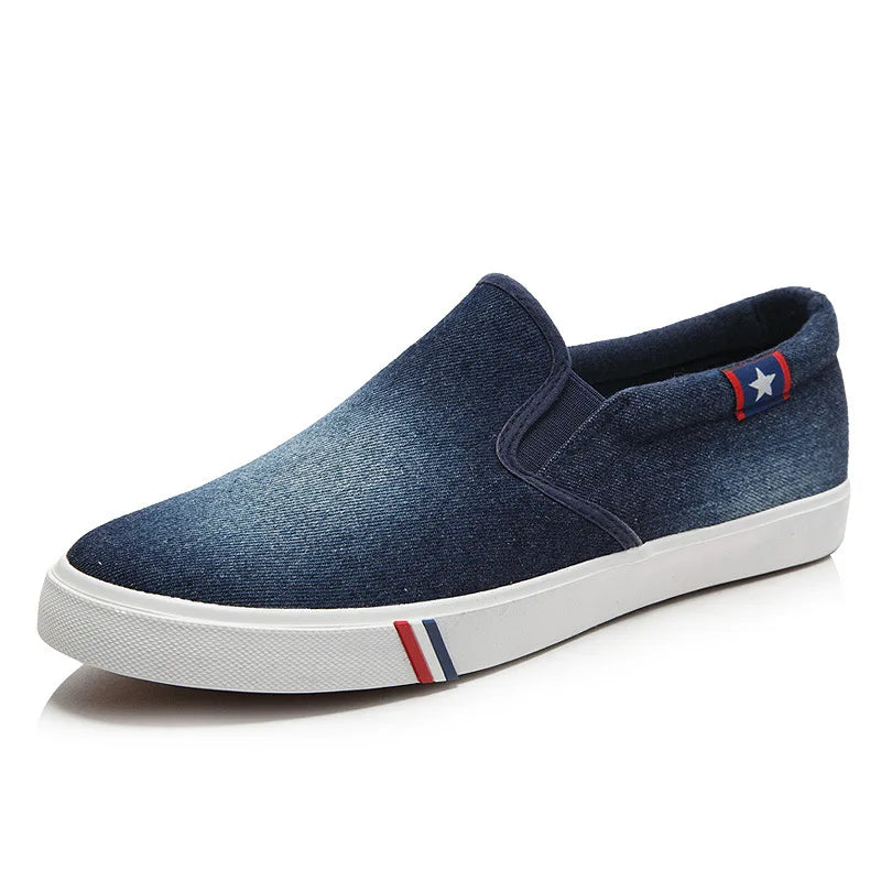 Canvas Shoes Sneakers Men Shoes Slip on 2019 Summer Fashion Shallow Casual Shoes for Men Denim Blue Sneakers for Men