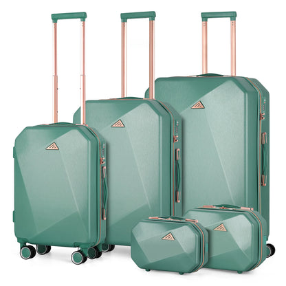 "5-Piece Hard Shell Luggage Set with TSA Lock - Perfect for Family and Business Travel"