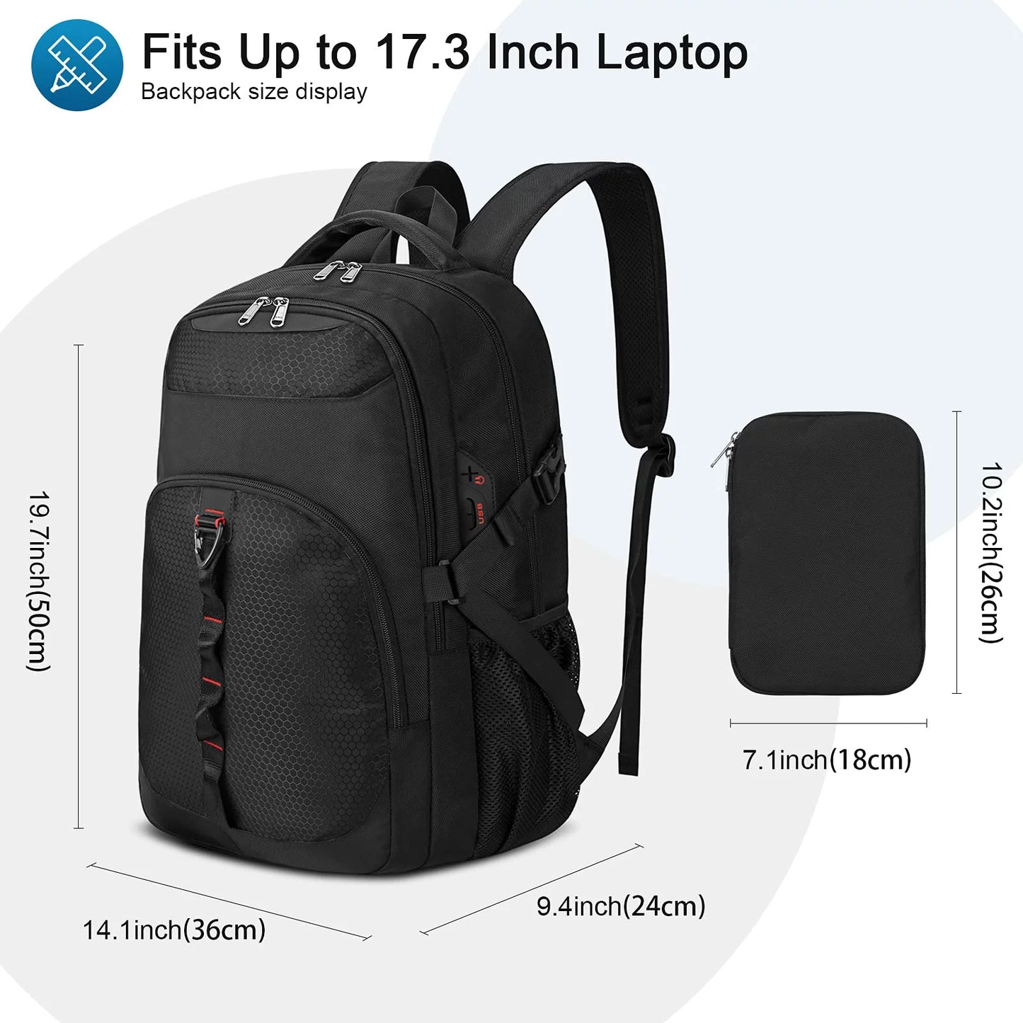 "Ultimate 50L Travel Backpack: Extra Large, 17 Inch, Black - Ideal for Men and Women"
