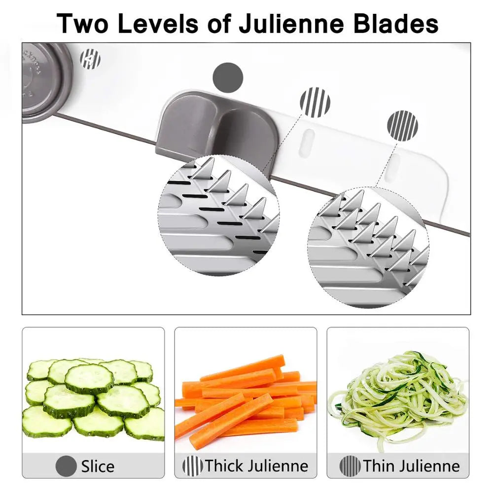 LMETJMA 18 Types Adjustable Mandoline Slicer Stainless Steel Vegetable Julienner Grater Onion Potato Slicer Cutter KC0326