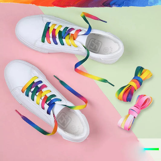 2PCS Colorful Shoelaces Rainbow Gradient Colour