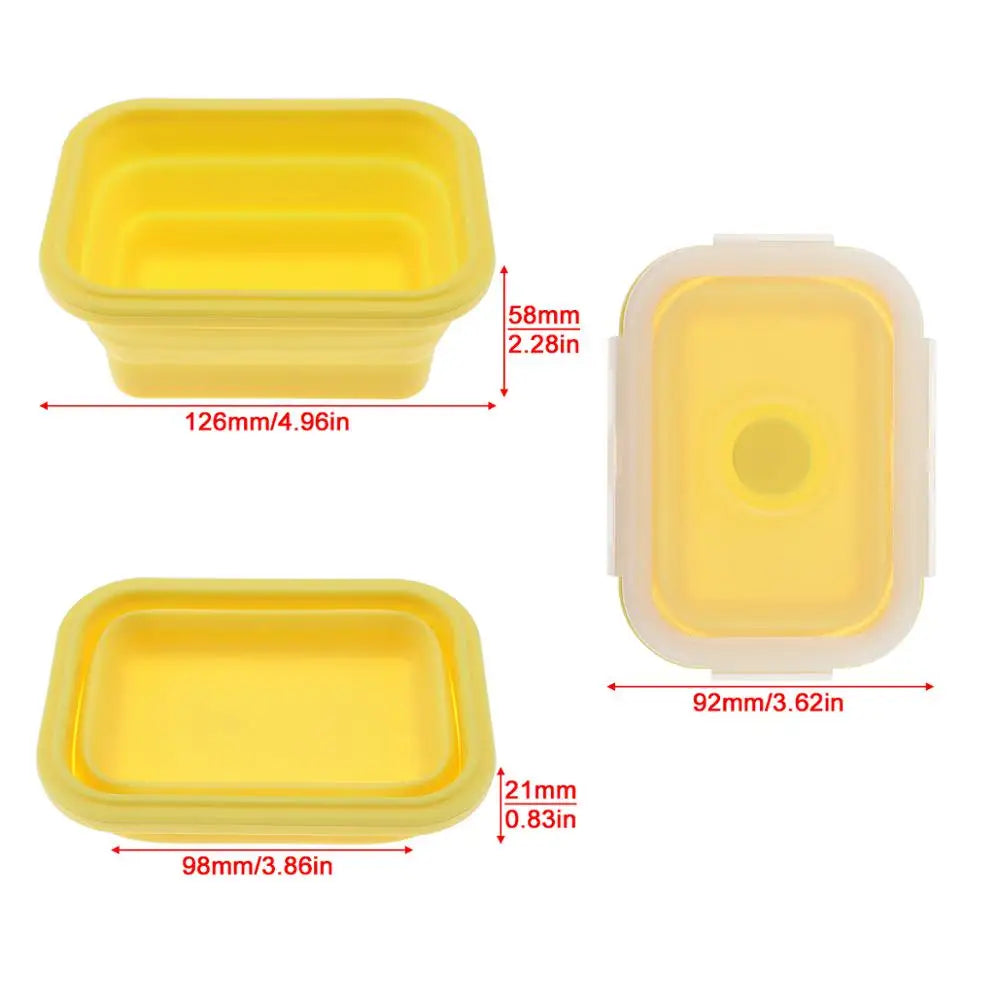 Silicone Lunch-Box Round Folding Food Container Portable Bowl 350ML/500ML/800ML/1200ML Two Colors Bento-box Eco-Friendly