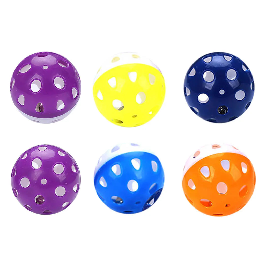 6pcs Toys For Cats Ball With Bell Playing Chew Rattle Scratch Plastic Ball Interactive Cat Training Toys Cat Toy Pet Supplies