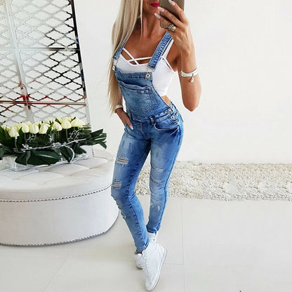 Women  Fashion Jeans  Loose Casual Hole Pants Lady Full Length Trousers
