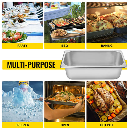 Buffet Chafing Dishes 8.5L-20.5L Gastronorm Pans Steam Table Pans Tray Stainless Steel Food Container for Party BBQ Baking