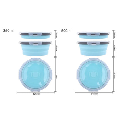 Silicone Lunch-Box Round Folding Food Container Portable Bowl 350ML/500ML/800ML/1200ML Two Colors Bento-box Eco-Friendly