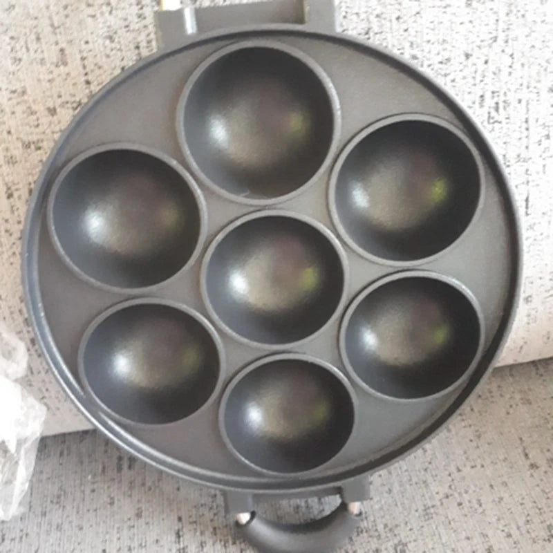 7 Hole Cooking Cake Pan Cast Iron Omelette Pan Non-Stick Cooking Pot Breakfast Egg Cooker Cake Mold Kitchen Cookware