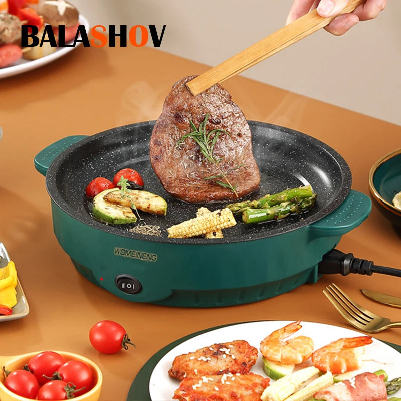 Electric Frying Pan Multifunction Barbecue Steak Fish Frying Pan Skillet Non-stick Cooking Machine For Household Kitchen Camping