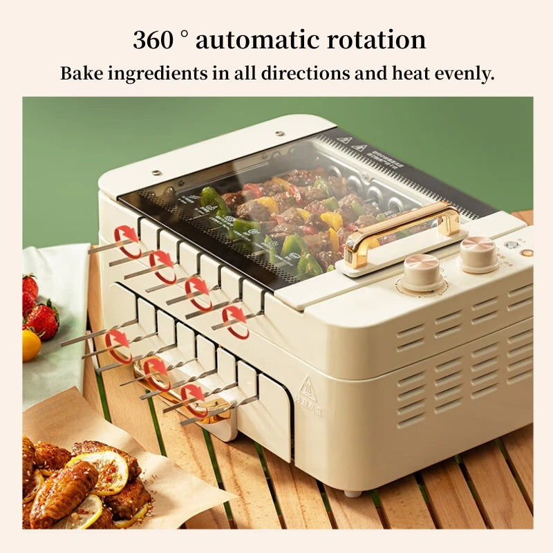 Double-layer Electric Barbecue Machine Household Small Baking Machine Electric Grills 360 ° Automatic Rotary Barbecue Machine