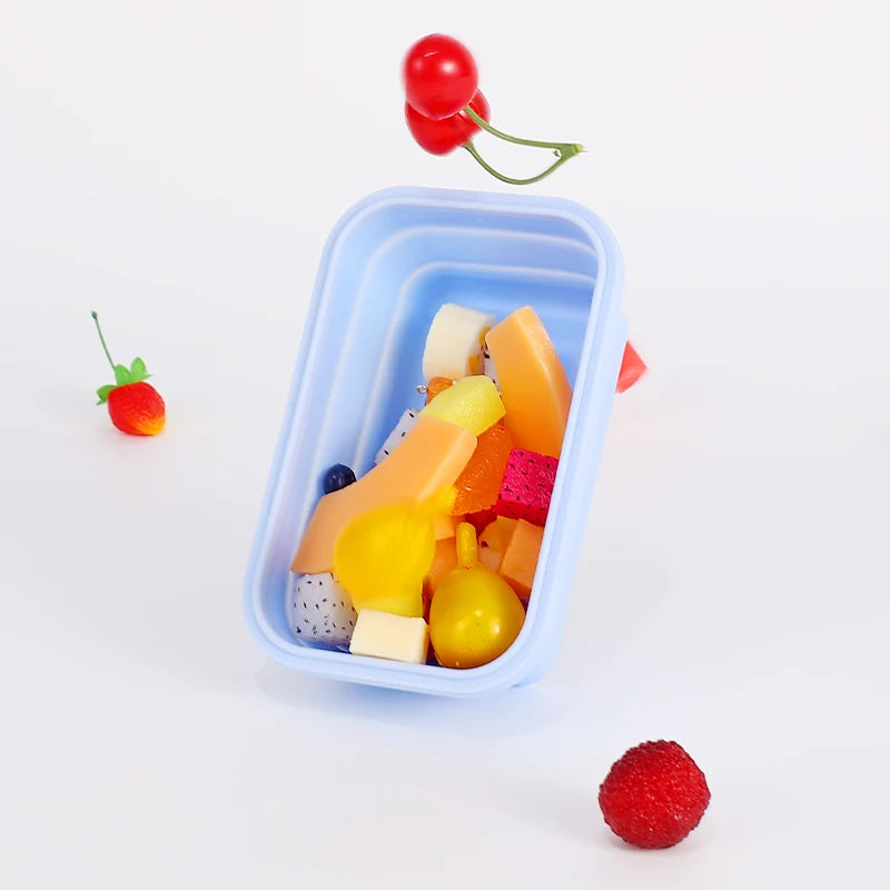 Silicone Folding Lunch Box Refrigerator Storage Microwave Heating Portable Outdoor Food Storage Container Lunch Box Kitchen Tool