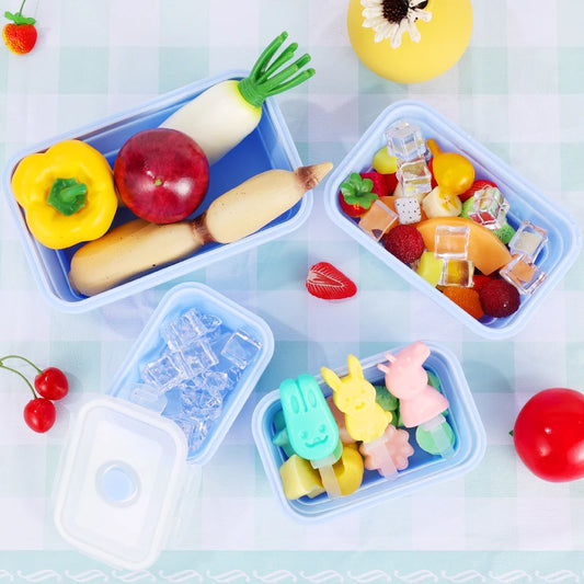 Silicone Folding Bento Box 4 Size Collapsible Portable Lunch Box for Food Dinnerware Food Container Bowl Lunchbox Tableware