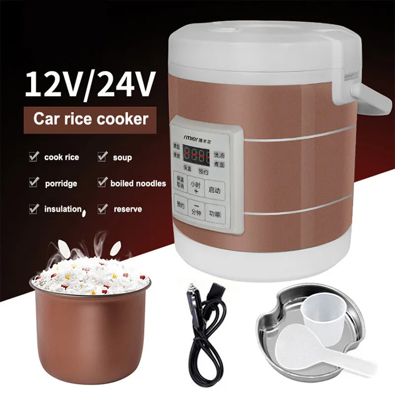 1.6l Multi-function Rice Cooker 12-24v Car Self-driving Tour Can Keep Warm And Timing Kettle Rice Cooker With Steamer