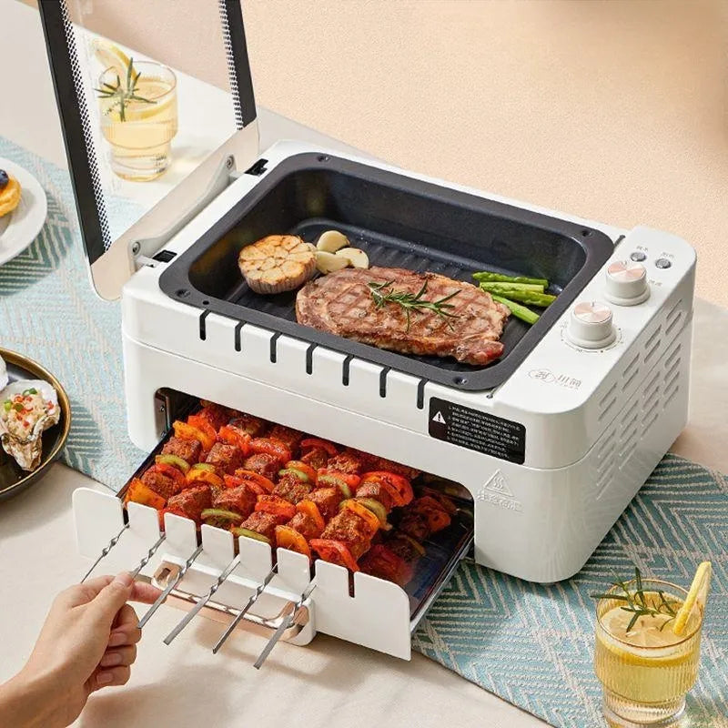 Double-layer Electric Barbecue Machine Household Small Baking Machine Electric Grills 360 ° Automatic Rotary Barbecue Machine