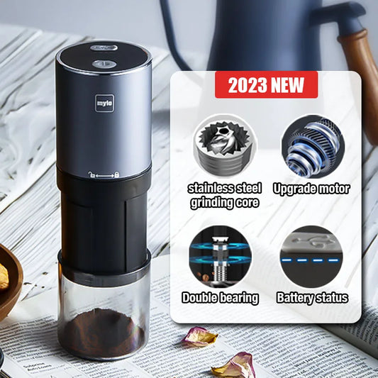 Mini Electric Coffee Bean Grinder Scalable Small Coffee Mill Grinder Stainless Steel Grinding Core USB Charge Coffee Grinder