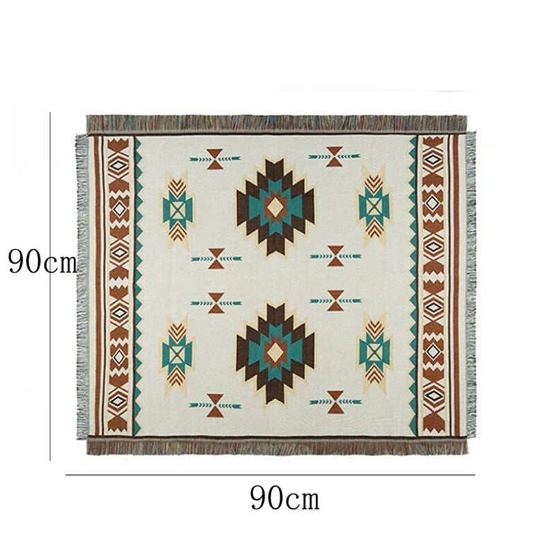 Tribal Blankets Indian Outdoor Rugs Camping Picnic Blanket Boho Decorative Bed Blankets Plaid Sofa Mats Travel Rug Tassels