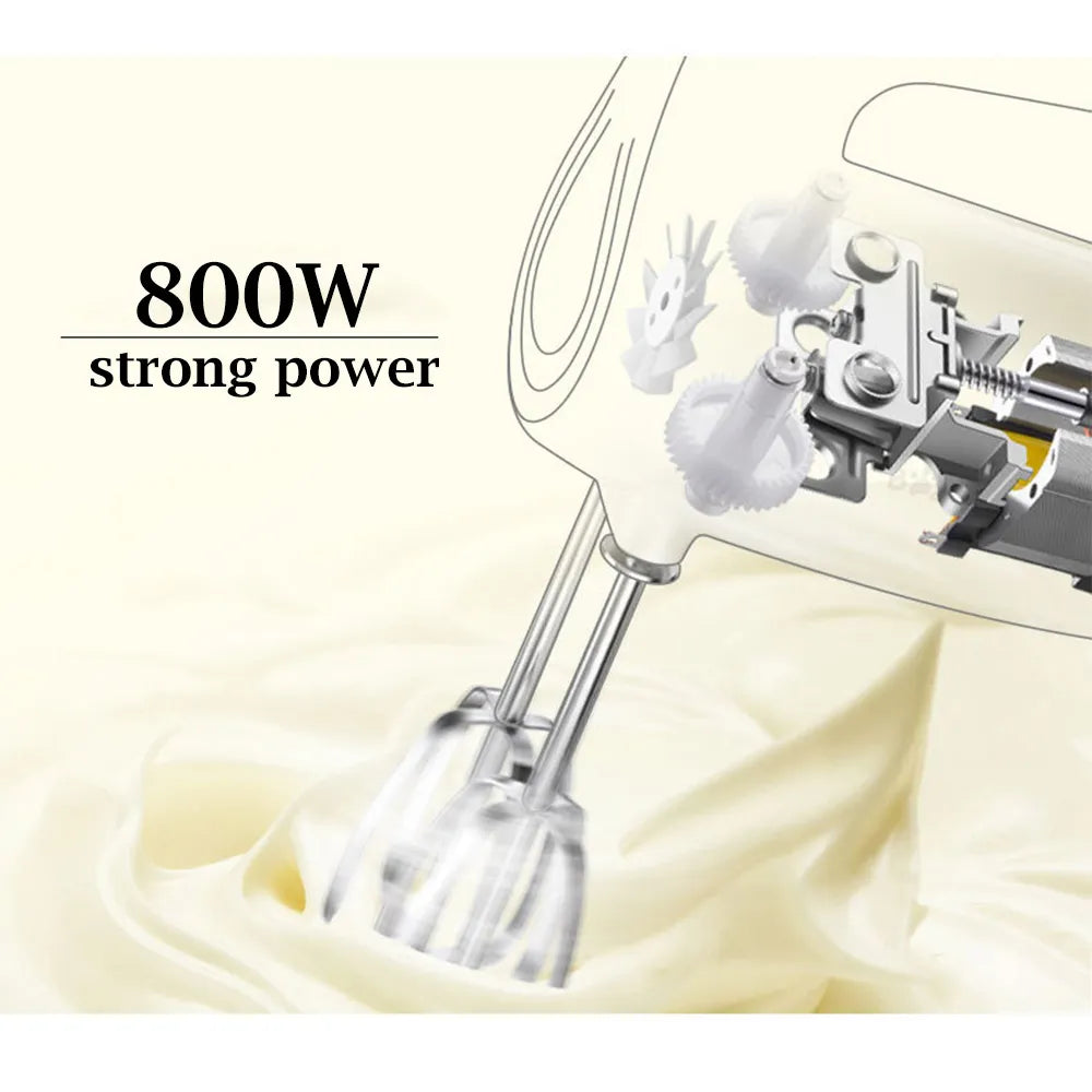 800W Electric Food Mixer Double Sticks Egg Beater Knead Dough 5 Speeds Kitchen Blender Cream Jam Pudding Milkshake Hand Mixer