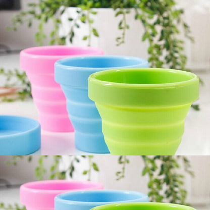 1Pc 200ml Portable Silicone Retractable Folding Cup with Lid Telescopic