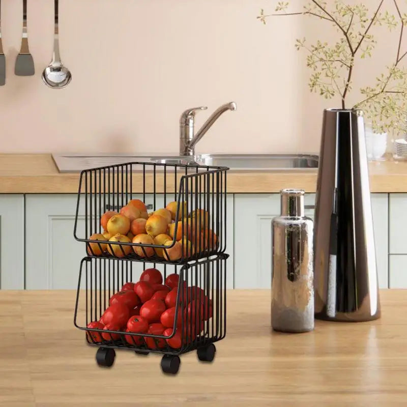 Kitchen Counter Storage Fruit Vegetable Produce Metal Storage Bin Kitchen Organization And Storage Metal Wire Storage Basket