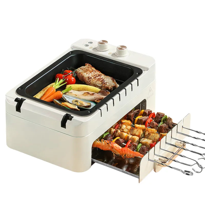 New 3 In 1 Electric BBQ Kebab Grill Machin Household Automatic Rotating Skewers Machine Indoor Smokeless Barbecue Grill Oven