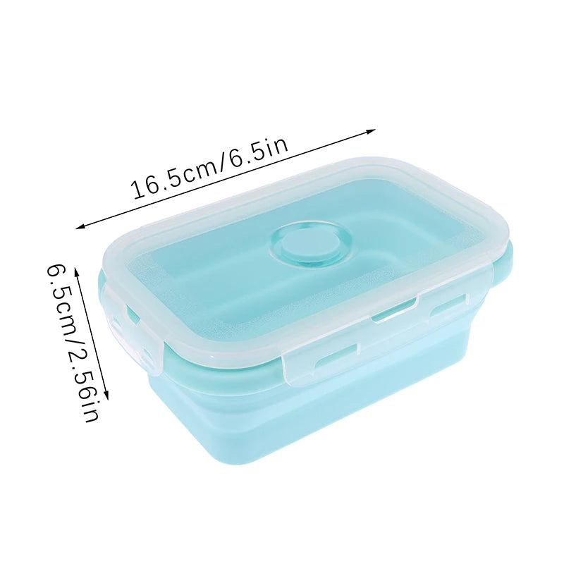 500ml Silicone Folding Bento Box Collapsible Portable Bento Lunch Box Microware Home Kitchen Outdoor Food Storage Containers Box