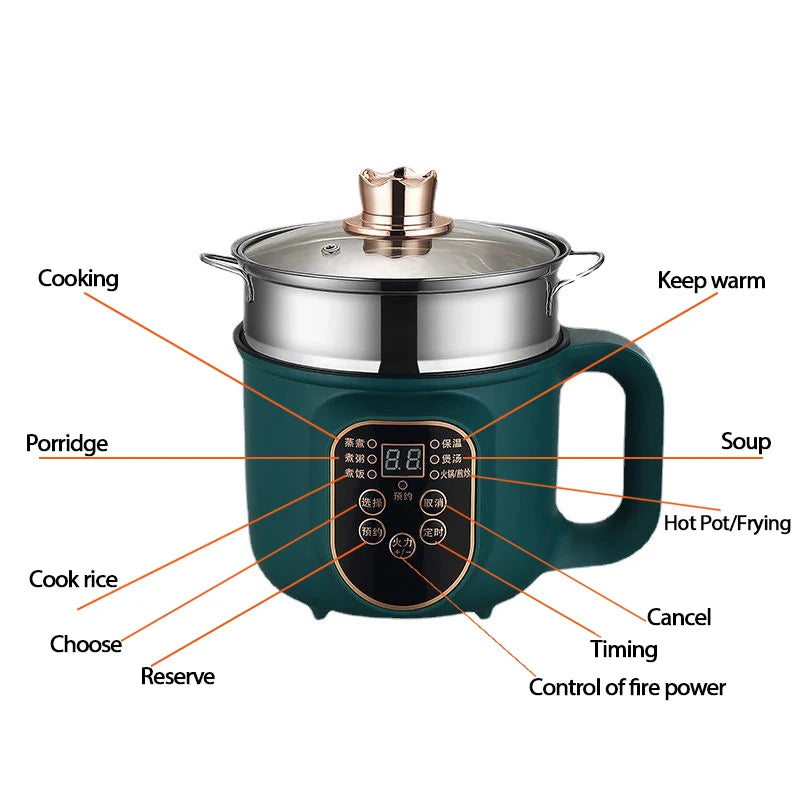 Electric Hot Pot Cooker Multicooker Hotpot Stew Heating Eggs Soup Pan Noodles  Steamer Rice Cookers Cooking Pot EU Plug