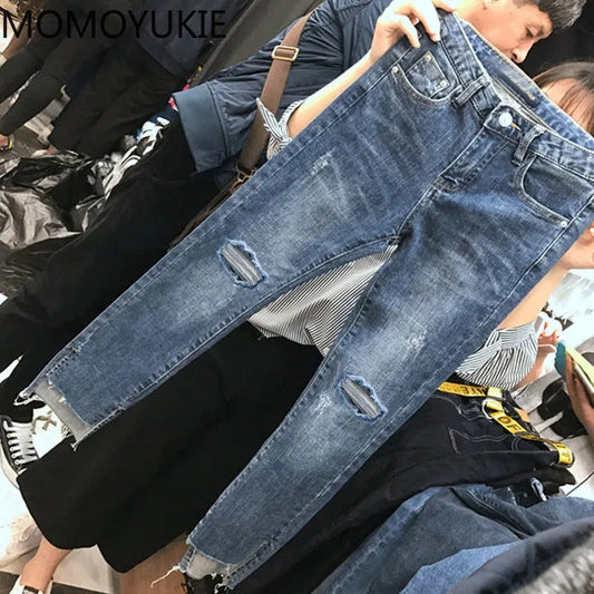 streetwear high waist women's fashion jeans woman girls women pants trousers female jean femme denim bagge ripped mom jeans