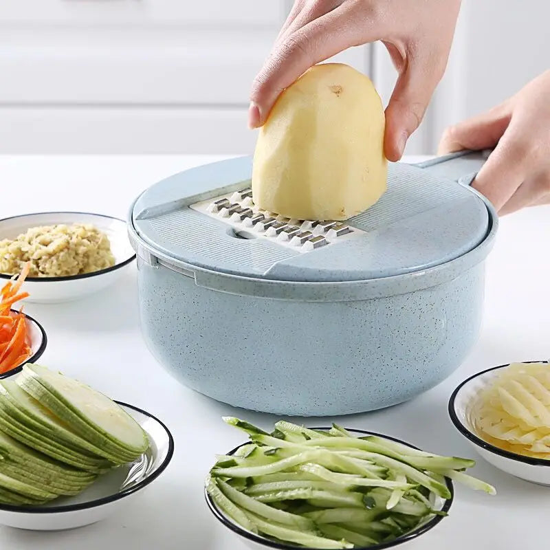 6/12 In 1 Multi-Function Vegetable Cutter Chopper Carrots Potatoes Manually Cut Shred Slicer Radish Grater Kitchen Tools