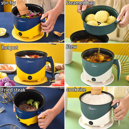 Household Electric Cooking Machine 1-2 People Hot Pot Single/Double Layer Mini Non-stick Pan Multifunction Electric Rice Cooker