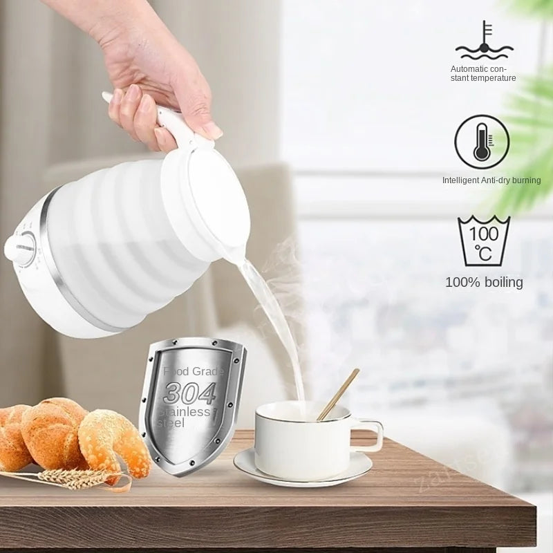 Foldable And Portable Teapot Water Heater 0.6L 600W Electric Kettle For Travel And Home Tea Pot Water Kettle Silica Gel