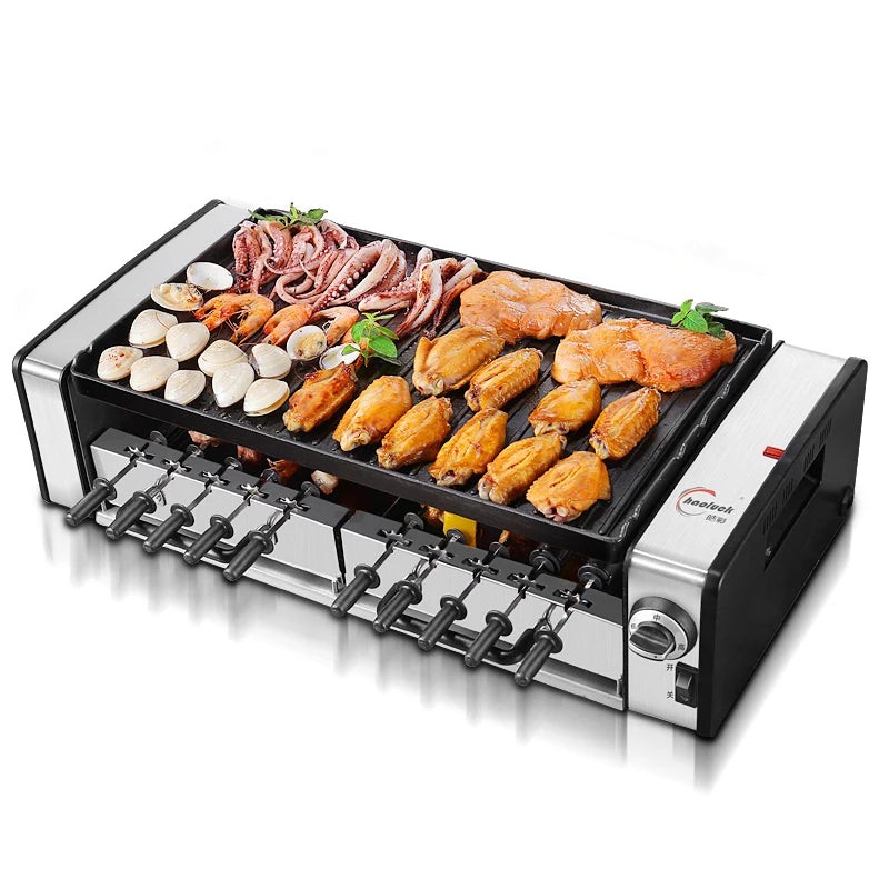 Electric portable smokeless barbecue auto machine BBQ grill