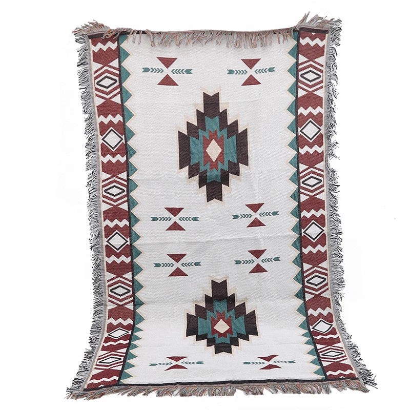 Tribal Blankets Indian Outdoor Rugs Camping Picnic Blanket Boho Decorative Bed Blankets Plaid Sofa Mats Travel Rug Tassels