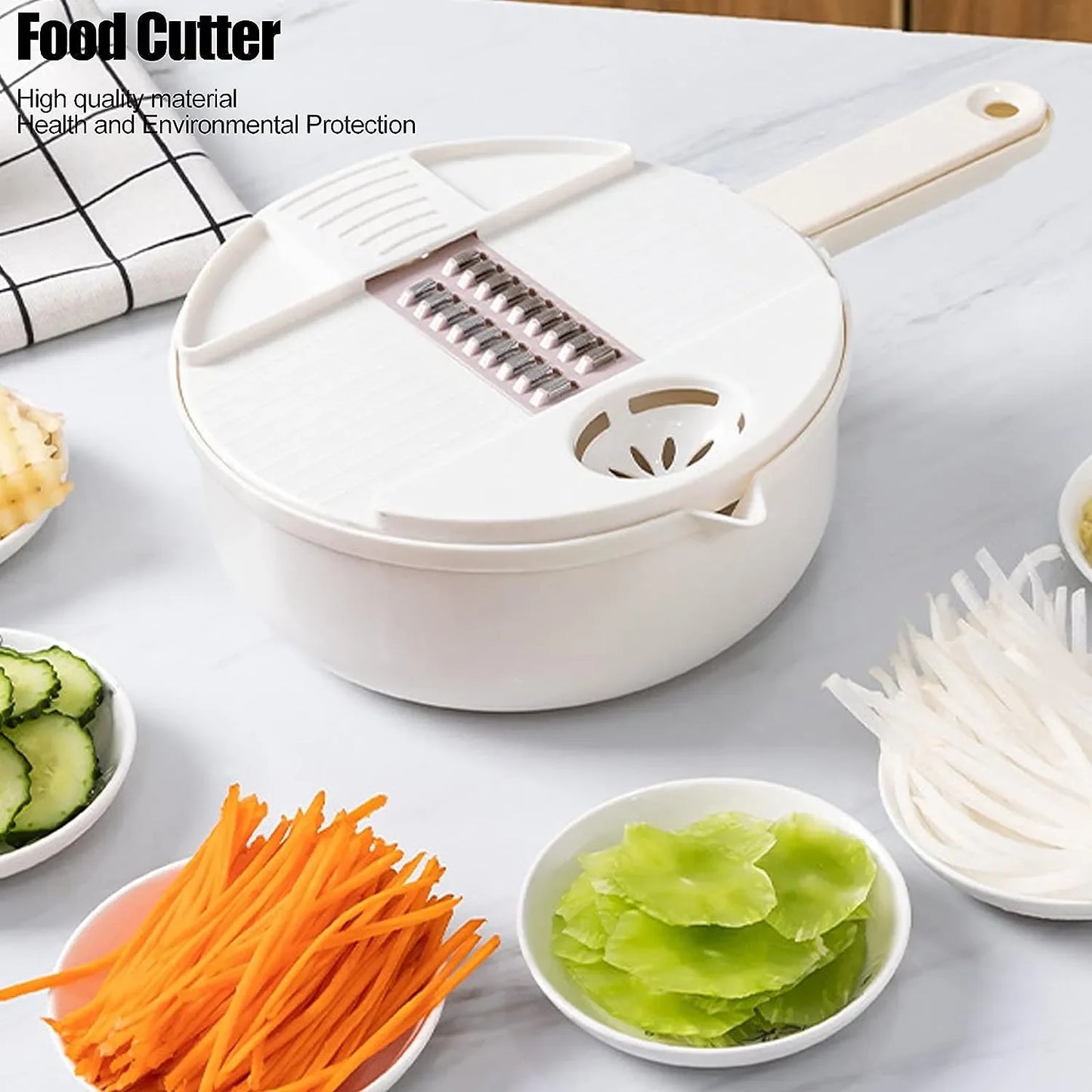 12 in 1 Multi-Function Vegetable Cutter Manually Chopper Carrots Cucumber Potatoes Shred Grater for Kitchen Vegetable Fruit Tool