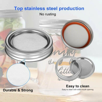 48 Pack Canning Lids Mason Regular 70mm Wide Silver Covers Replacement Tinplate Sealing Reusable Leak Proof Split-Type Jar Lids