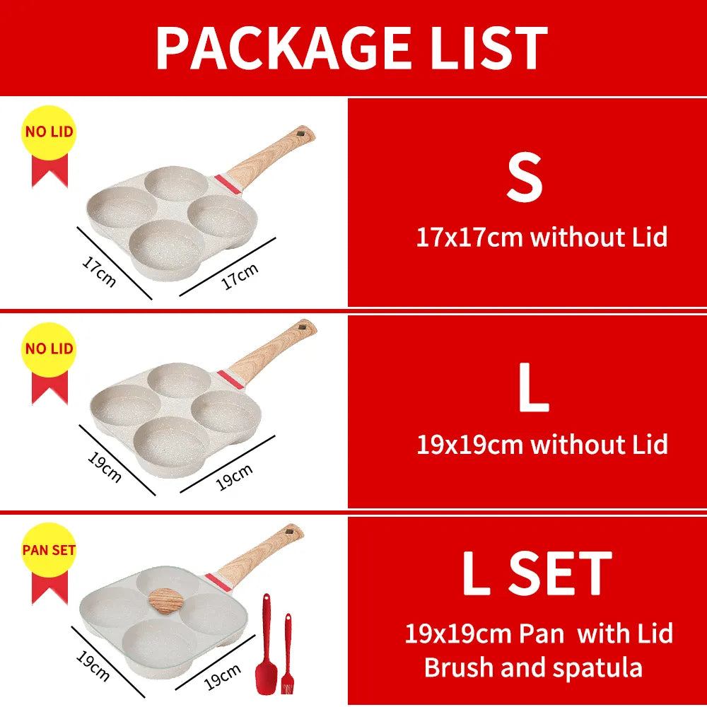 Thickened Omelet Egg Frying Pan with Lid Nonstick 4 Cups Pancake Fried Egg Pan for Breakfast Skillet Egg Cooker Pan Mold