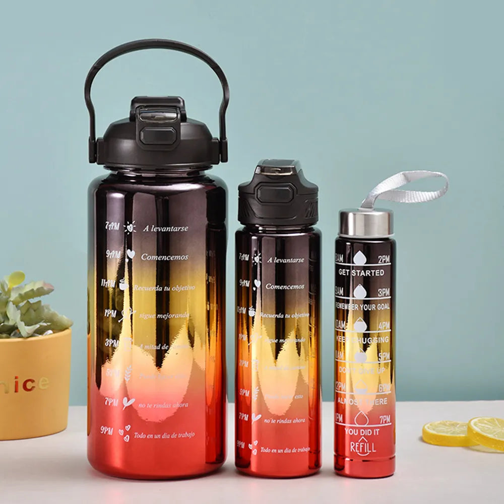 3PCS  Leakproof Water Bottle,2L Motivational Water Bottle with Times for  Office or Gym