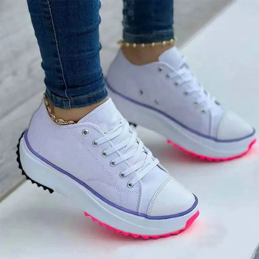 Casual Women Canvas Shoes Platform Lace Up Sneakers Fashion Ladies Outdoor Walking Shoes Women Sneakers Tenis De Damas