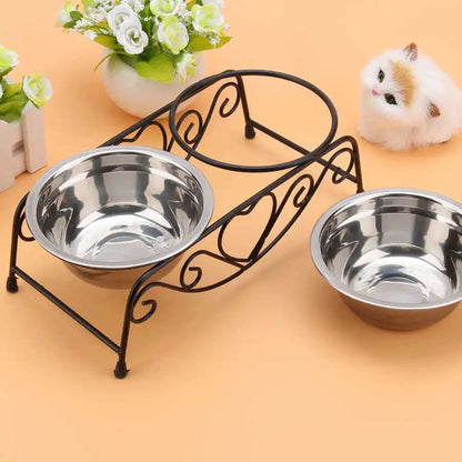 Hot Dogs Feeders Double Stainless Steel Dog Bowl Non-slip Feeding Pet Bowl Cat Puppy Food Water Feeder for Dog Pet Supplies