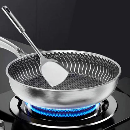 Stainless Steel Frying Pan 316 Stainless Steel Wok Pan Double-sided Honeycomb Skillet Suitable for All Stove