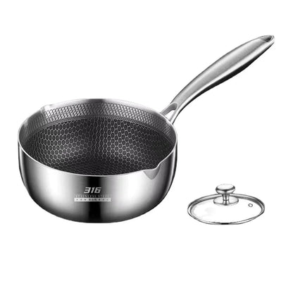 Versatile 316 Stainless Steel Pot for Home Cooking and Baby Food, Designed for Steaming, Boiling, Frying and Stir-Frying