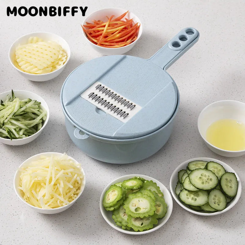 6/12 In 1 Multi-Function Vegetable Cutter Chopper Carrots Potatoes Manually Cut Shred Slicer Radish Grater Kitchen Tools