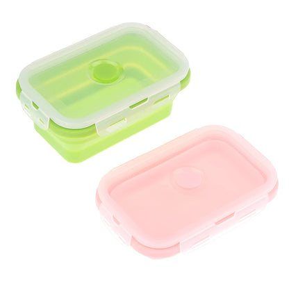 500ml Silicone Folding Bento Box Collapsible Portable Bento Lunch Box Microware Home Kitchen Outdoor Food Storage Containers Box