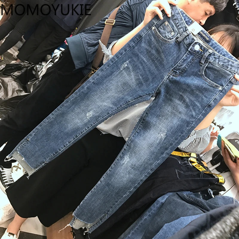 streetwear high waist women's fashion jeans woman girls women pants trousers female jean femme denim bagge ripped mom jeans