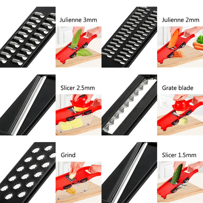 Cooking Tool Sets Fruit Cutter Vegetable Mandoline Slicer Grater 6 Blades Slicer Multi-function Kitchen Gadget