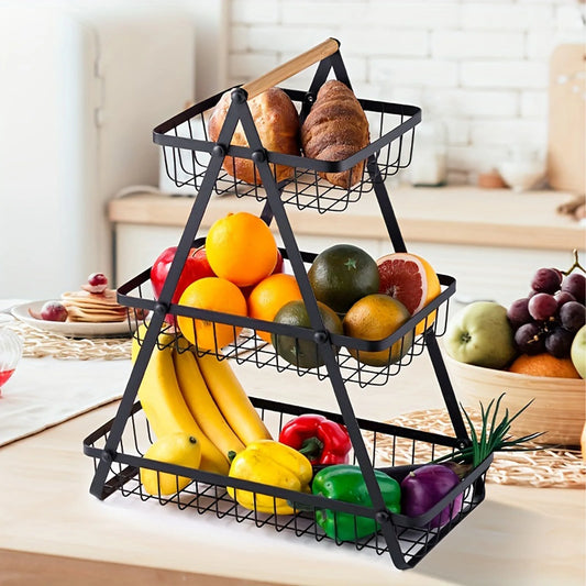 3 Tier Countertop Fruit Basket,Portable Fruit Bowle Basket Kitchen Organizer Storage & Dining Room Fruits Vegetable Bread Snacks