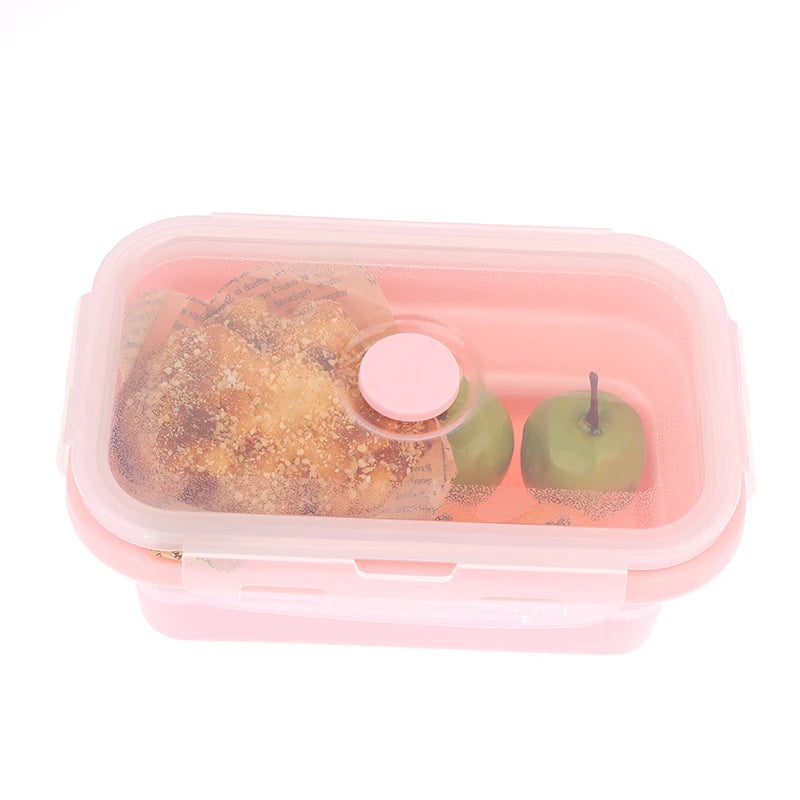 500ml Silicone Folding Bento Box Collapsible Portable Bento Lunch Box Microware Home Kitchen Outdoor Food Storage Containers Box