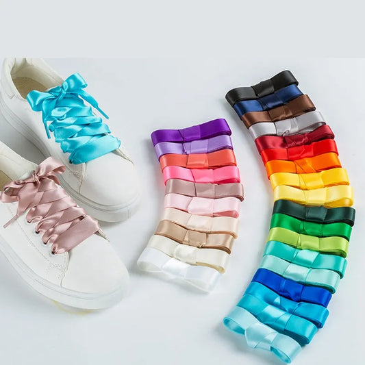 1Pair Satin Shoelaces For  Women Sneakers