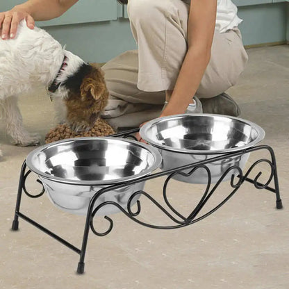 Hot Dogs Feeders Double Stainless Steel Dog Bowl Non-slip Feeding Pet Bowl Cat Puppy Food Water Feeder for Dog Pet Supplies